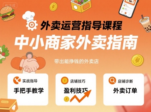 外卖运营指导课程，中小商家外卖指南，手把手带出能挣钱的外卖店-乐品网