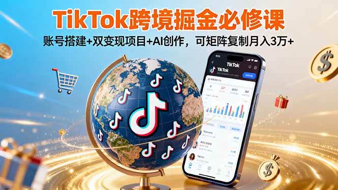 （16003期）TikTo跨境掘金必修课，账号搭建+双变现项目+AI创作，可矩阵复制月入3万+-乐品网