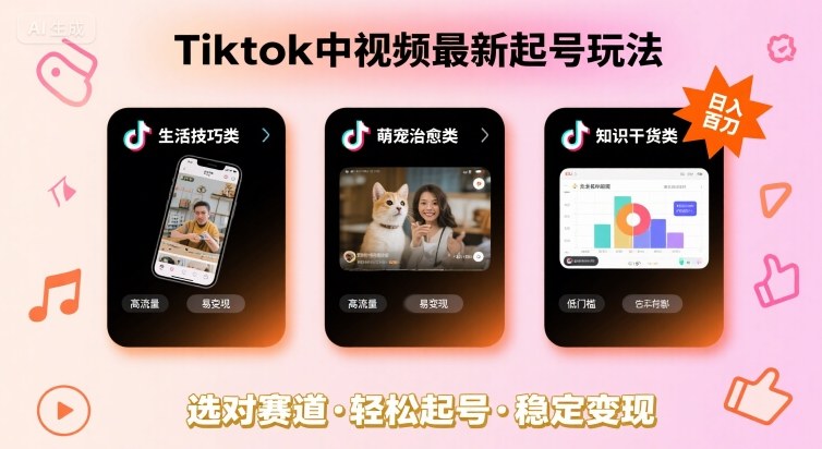 Tiktok中视频最新起号玩法，想要日入百刀，做好这几个赛道就可以了-乐品网