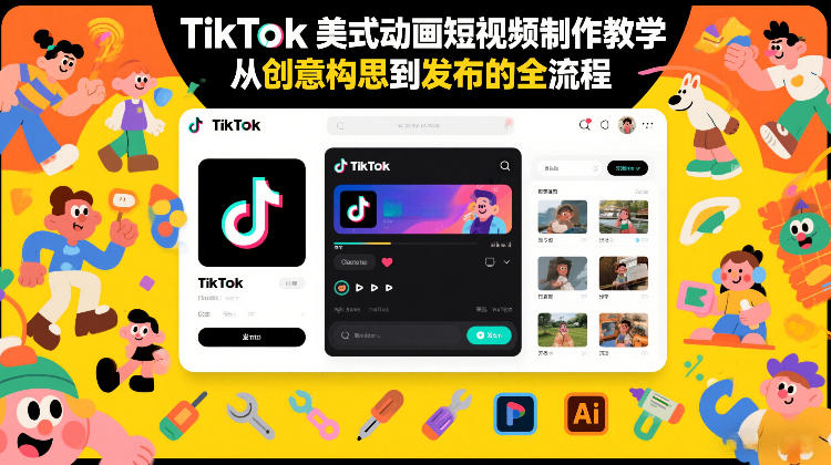 TikTok美式动画短视频制作教学，从创意构思到发布的全流程-乐品网