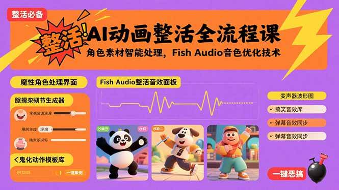 （15855期）AI动画整活全流程课，角色素材智能处理，Fish Audio音色优化技术-乐品网