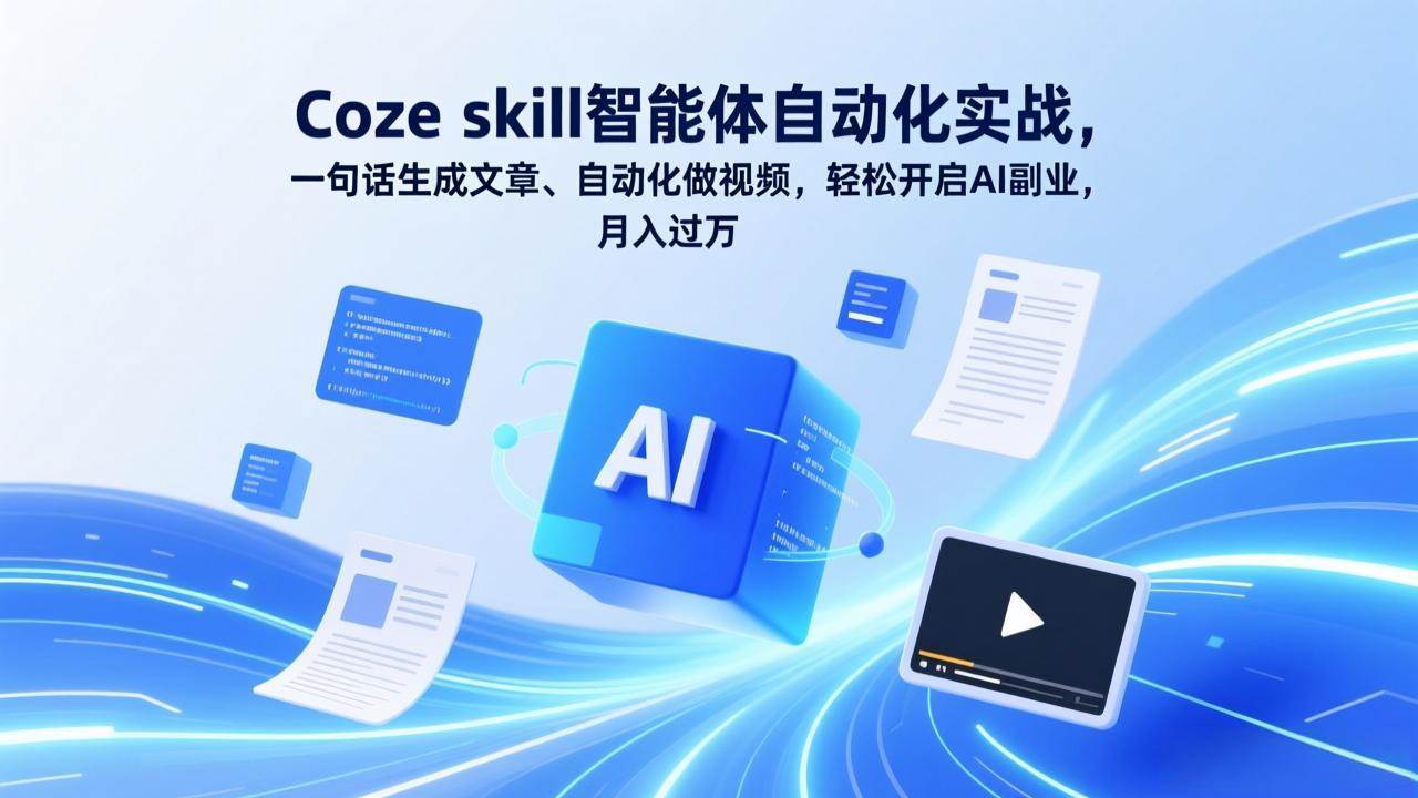（17399期）Coze skill智能体自动化实战，一句话生成文章、自动化做视频，轻松开启AI副业，月入过万-乐品网