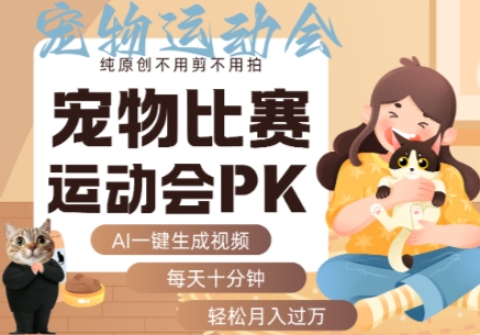 AI一键生成宠物比赛运动会PK视频，纯原创不用剪不用拍，每天十分钟，轻松月入过1W+-乐品网