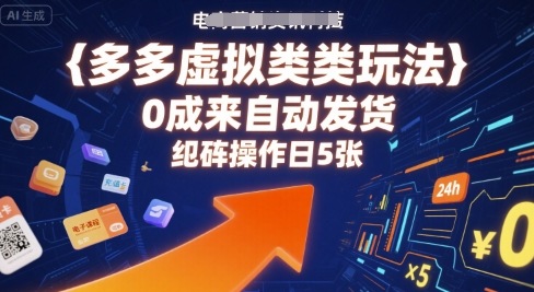 多多虚拟类目玩法，0成本全自动发货，矩阵操作日5张-乐品网