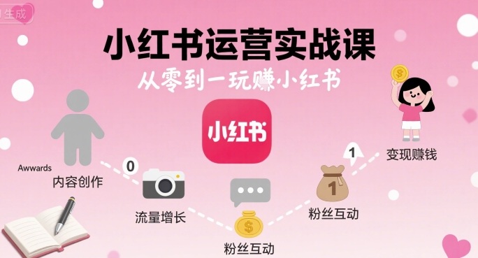 小红书运营实战课，从零到一玩賺小红书-乐品网