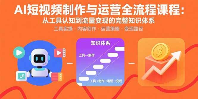 （15863期）AI短视频制作与运营全流程课程：从工具认知到流量变现的完整知识体系-乐品网
