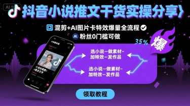 抖音小说推文干货实操分享，混剪+AI图片卡特效爆量全流程，0粉丝0门槛可做-乐品网