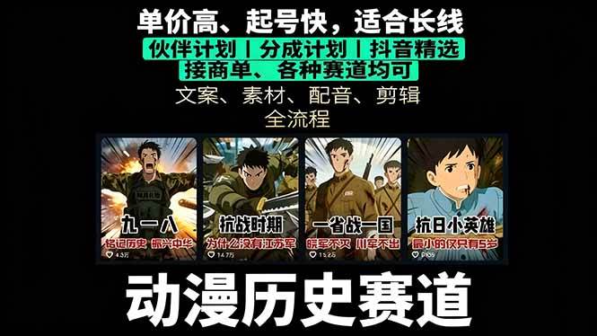 图片[1]-（16048期）历史动漫赛道撸分成：起号、文案、素材、配音、剪辑，单视频收益破万-乐品网