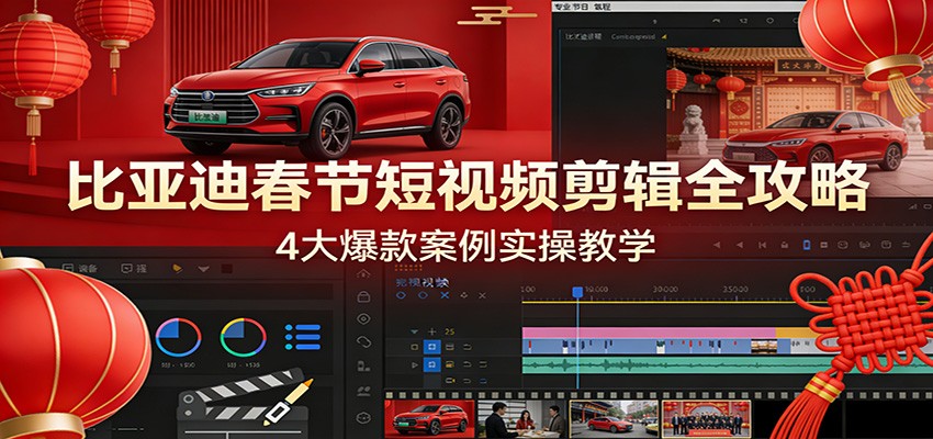 比亚迪春节短视频剪辑全攻略，4大爆款案例实操教学-乐品网