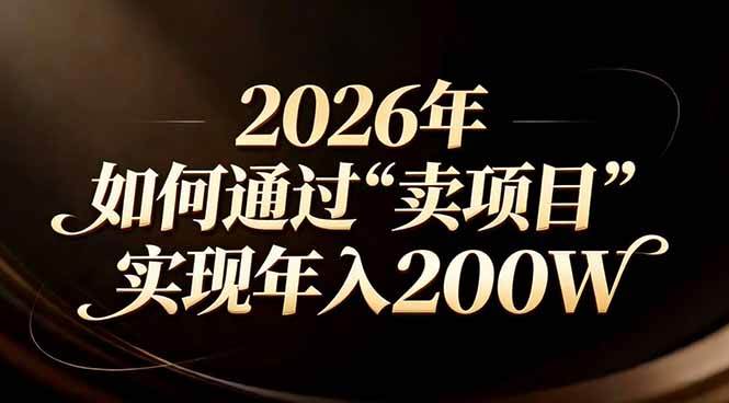 （17309期）站在2026年的十字路口：一个普通人如何通过卖项目实现年入200万-乐品网
