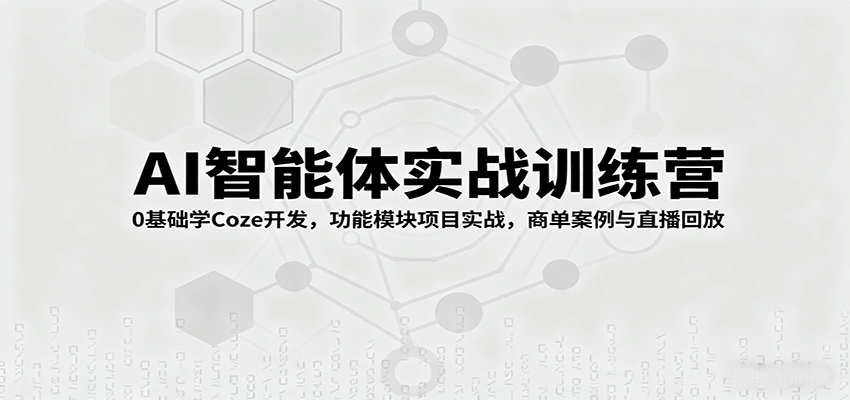 AI智能体实战训练营：0基础学Coze开发，功能模块项目实战，商单案例与直播回放-乐品网