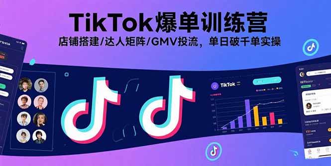 （15920期）TikTok爆单训练营，店铺搭建/达人矩阵/GMV投流，单日破千单实操-乐品网