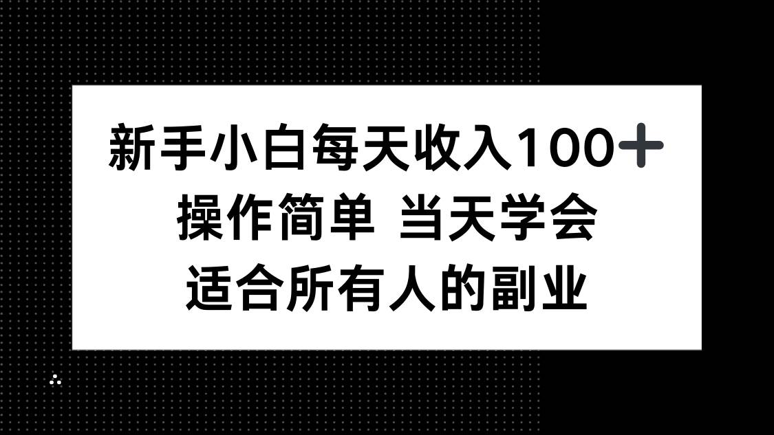 （15937期）新手小白每天收入100+，操作简单 当天学会 ，适合所有人的副业-乐品网