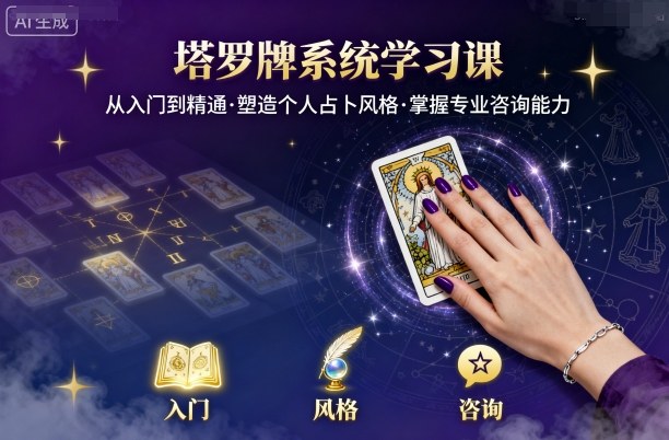 塔罗牌系统学习课，助你从入门到精通，塑造个人占卜风格，掌握专业咨询能力-乐品网