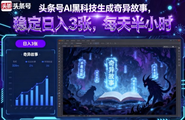 头条号AI黑科技生成奇异故事，稳定日入3张，每天半小时-乐品网