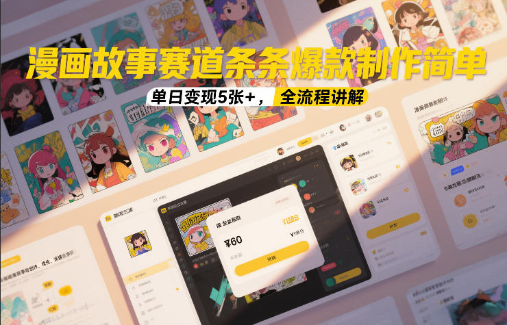 漫画故事赛道条条爆款制作简单，单日变现5张+，全流程讲解-乐品网
