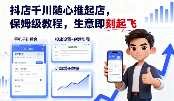 抖店千川随心推起店，保姆级教程，生意即刻起飞-乐品网