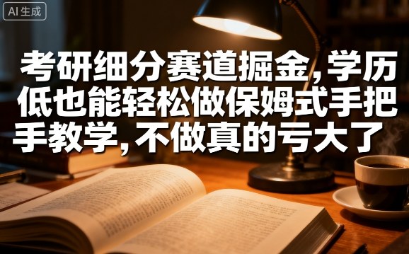 考研细分赛道掘金，日入1k+，学历低也能轻松做保姆式手把手教学，不做真的亏大了【揭秘】-乐品网