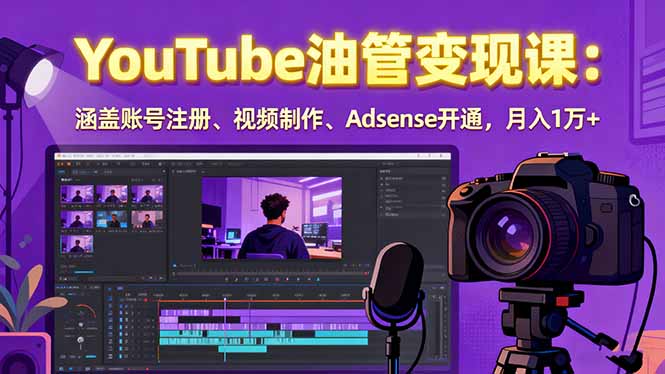 2025YouTube油管变现课：涵盖账号注册、视频制作、Adsense开通，月入1万+-乐品网