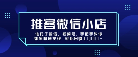 推客微信小店依托于微信、视频号，手把手教你如何快速变现 轻松日入1k+【揭秘】-乐品网