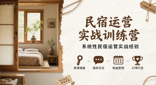 民宿运营实战训练营，系统性民宿运营实战经验-乐品网