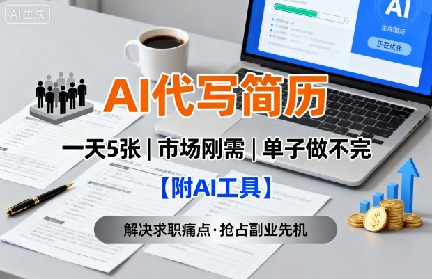 AI代写简历，一天5张，今年找工作难，市场刚需，单子做不完【附AI工具】-乐品网
