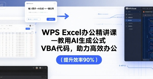 WPS Excel办公精讲课，教用 AI 生成公式，VBA 代码，助力高效办公-乐品网