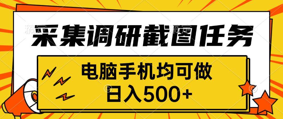 （15868期）采集，调研，截图任务，电脑手机均可做，日入500+-乐品网